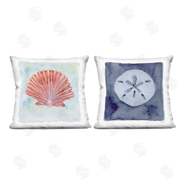 stupell industries Patti Bishop | Peach Scallop & White Sand Dollar Printed Throw Pillow Set