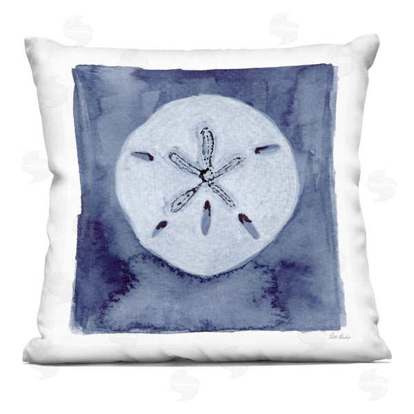 stupell industries Patti Bishop | Sand Dollar over Indigo Printed Throw Pillow