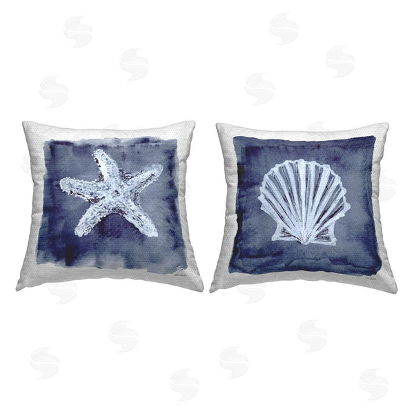 Stupell Industries Patti Bishop | Sea Life On Indigo Printed Throw Pillow Set