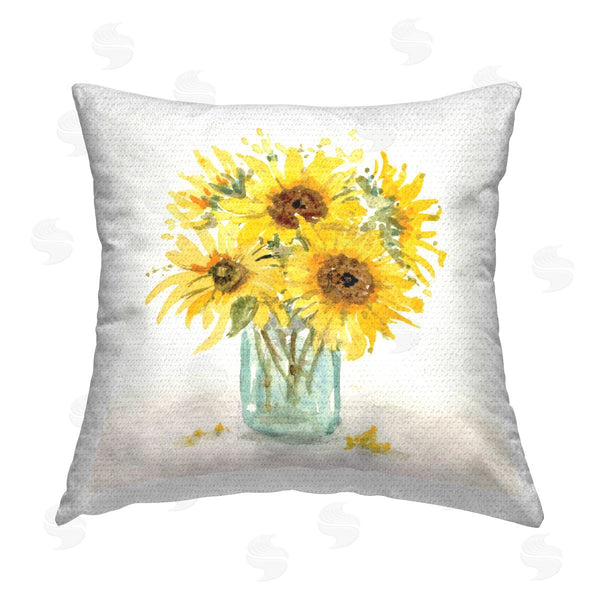 Stupell Industries Patti Bishop | Soft Sunflower Jar Printed Throw Pillow