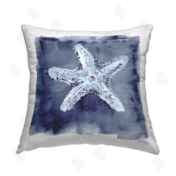 Stupell Industries Patti Bishop | Starfish Blue Impression Printed Throw Pillow