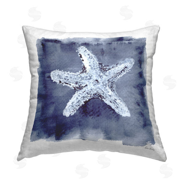 stupell industries Patti Bishop | Starfish Blue Impression Printed Throw Pillow