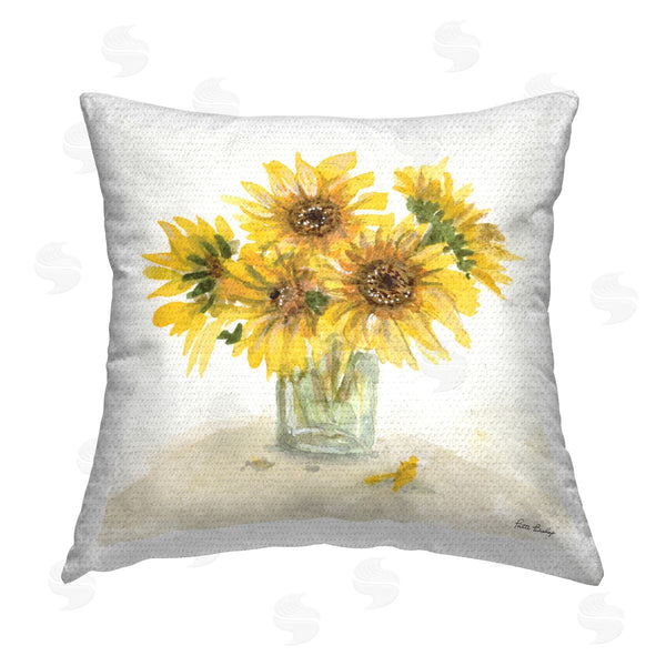 Stupell Industries Patti Bishop | Sunflower Jar Watercolor Printed Throw Pillow
