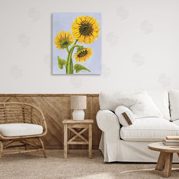 Stupell Industries Patti Bishop | Sunflower Trio Against Blue Wall Art