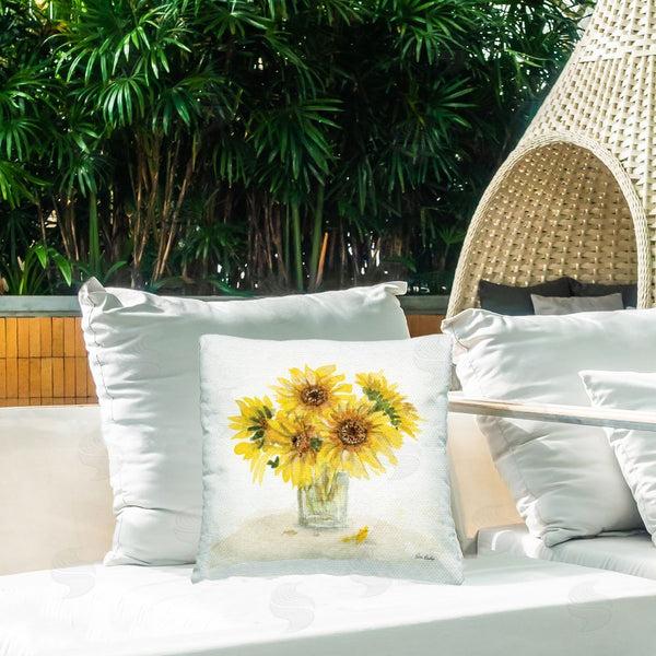 Stupell Industries Patti Bishop | Unfurling Sunflowers Vase Printed Throw Pillow