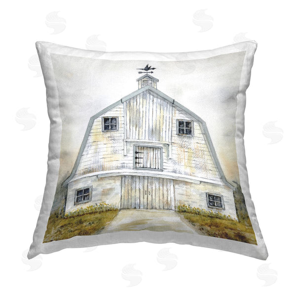 stupell industries Patti Bishop | White Barn Grey Trim Printed Throw Pillow