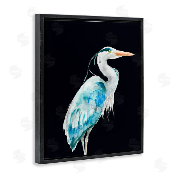 Stupell Industries Patti Mann | Blue Heron Pattern Winged Bird Over Black Wall Art