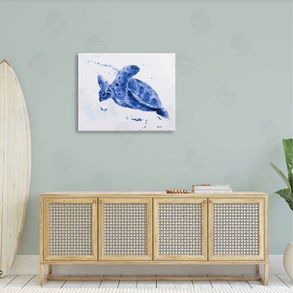 Stupell Industries Patti Mann | Blue Sea Turtle Splashing Water Bubbles Design Wall Art