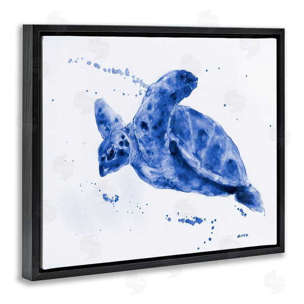 Stupell Industries Patti Mann | Blue Sea Turtle Splashing Water Bubbles Design Wall Art