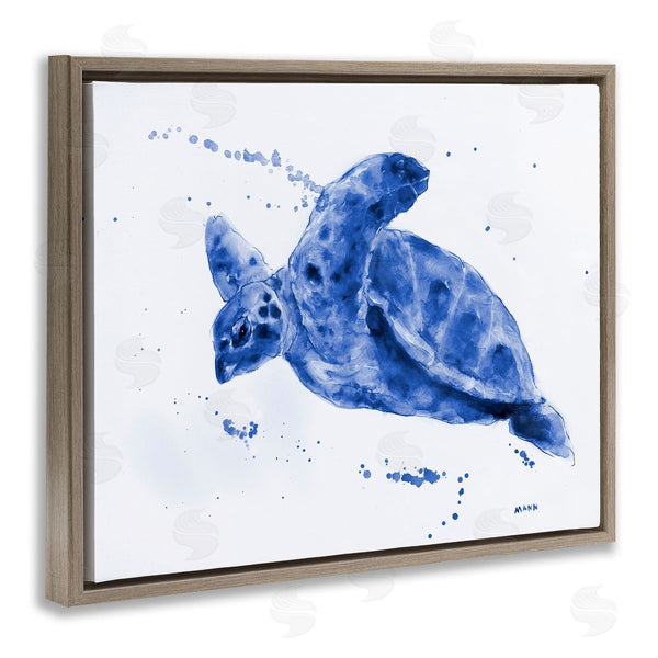 Stupell Industries Patti Mann | Blue Sea Turtle Splashing Water Bubbles Design Wall Art