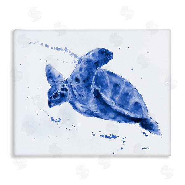 stupell industries Patti Mann | Blue Sea Turtle Splashing Water Bubbles Design Wall Art