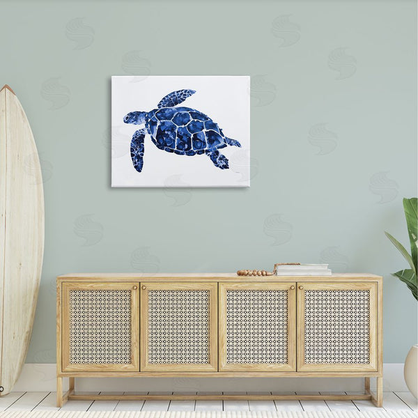 Stupell Industries Patti Mann | Blue Speckled Sea Turtle Marine Animal Illustration Wall Art