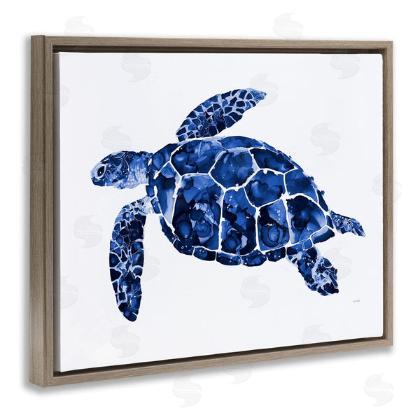 Stupell Industries Patti Mann | Blue Speckled Sea Turtle Marine Animal Illustration Wall Art