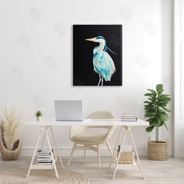 Stupell Industries Patti Mann | Great Blue Heron Strong Tall Bird Over Black Wall Art