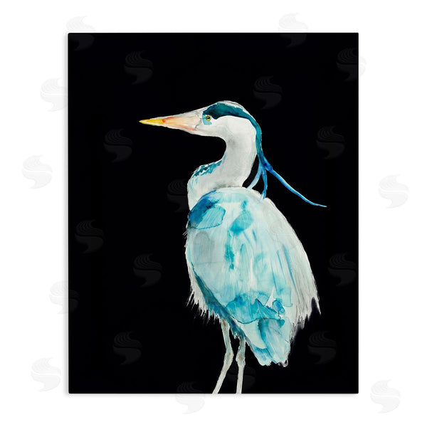 stupell industries Patti Mann | Great Blue Heron Strong Tall Bird over Black Wall Art