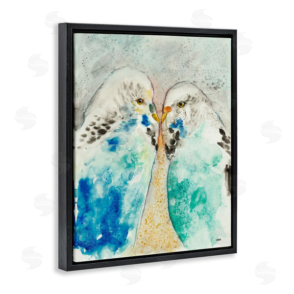 Stupell Industries Patti Mann | Pair Blue Parakeets Birds Dotted Watercolor Detail Wall Art