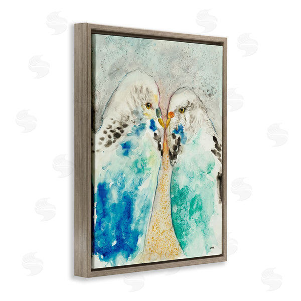 Stupell Industries Patti Mann | Pair Blue Parakeets Birds Dotted Watercolor Detail Wall Art