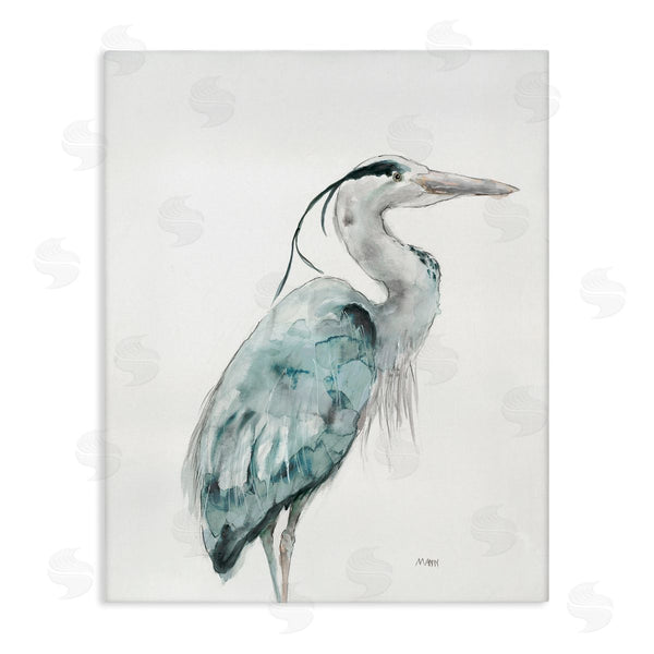 stupell industries Patti Mann | Watercolor Crane Soft Blue Tones Aquatic Bird Wall Art
