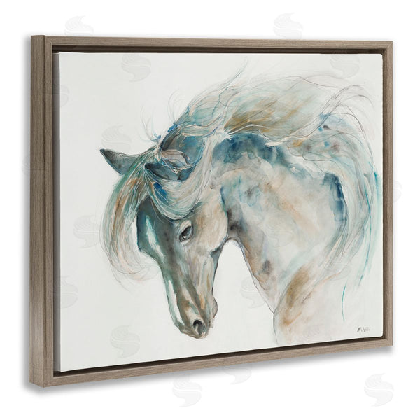 Stupell Industries Patti Mann | Watercolor Horse Blue Beige