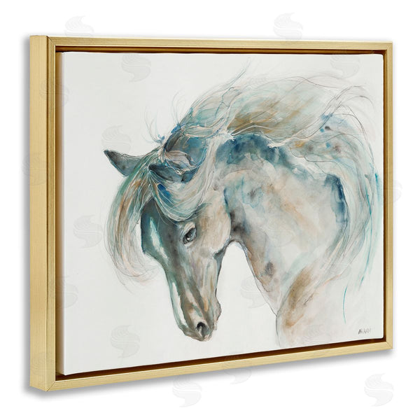 Stupell Industries Patti Mann | Watercolor Horse Blue Beige