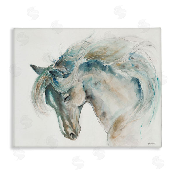 stupell industries Patti Mann | Watercolor Horse Blue Beige