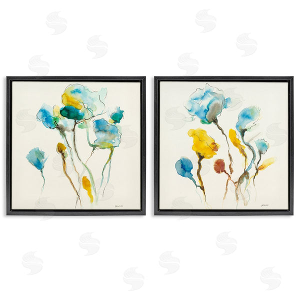 Stupell Industries Patti Mann | Watercolor Teal & Yellow Flowers Wall Art
