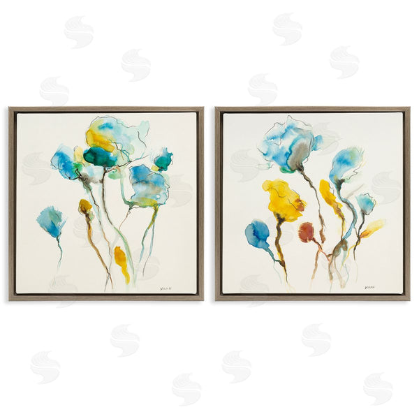 Stupell Industries Patti Mann | Watercolor Teal & Yellow Flowers Wall Art