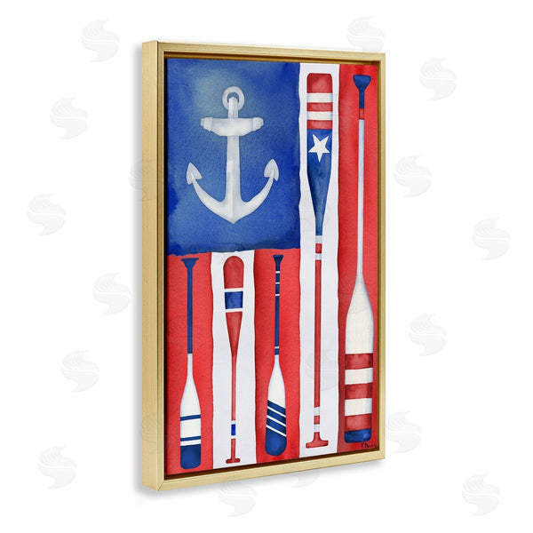 Stupell Industries Paul Brent | Americana Oar Flag Wall Art
