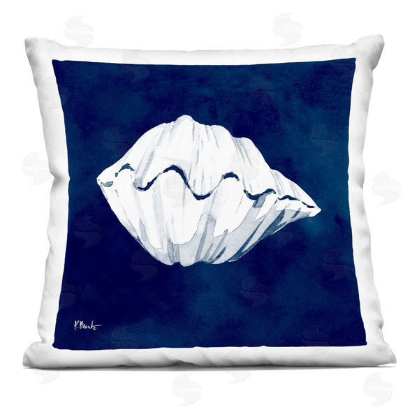 stupell industries Paul Brent | Aquatic Blue Clam Shell Ocean Life Printed Throw Pillow