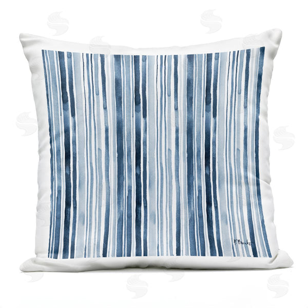 Stupell Industries Paul Brent | Asymmetrical Blue Stripes Watercolor Pattern Printed Throw Pillow