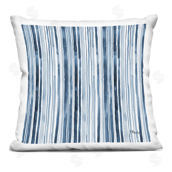 stupell industries Paul Brent | Asymmetrical Blue Stripes Watercolor Pattern Printed Throw Pillow
