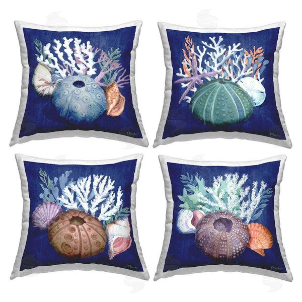 stupell industries Paul Brent | Beach Urchin & Coral Printed Throw Pillow Set