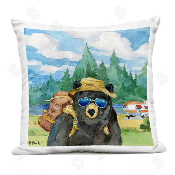 Stupell Industries Paul Brent | Bear Camping Gear Wildlife Nature Scene Printed Throw Pillow