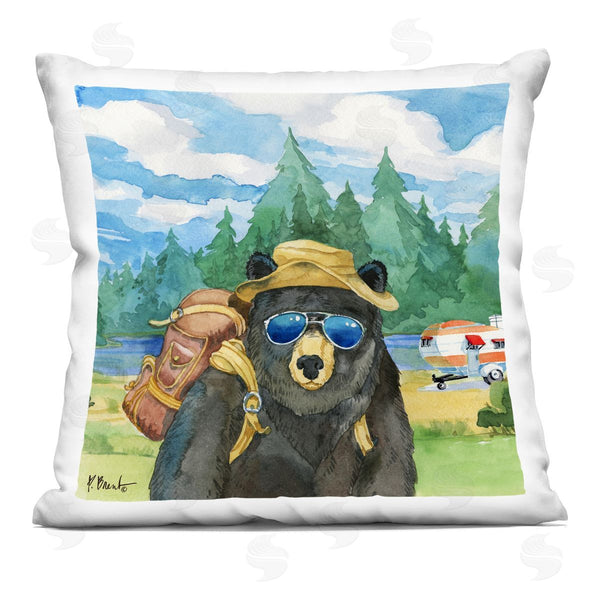 stupell industries Paul Brent | Bear Camping Gear Wildlife Nature Scene Printed Throw Pillow
