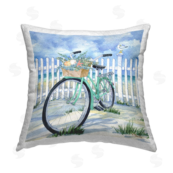 Stupell Industries Paul Brent | Bike On Floral Beach Printed Throw Pillow