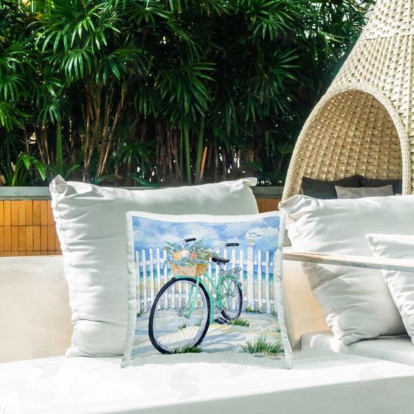 Stupell Industries Paul Brent | Bike On Floral Beach Printed Throw Pillow