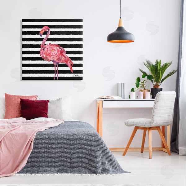 Stupell Industries Paul Brent | Blossoming Pink Flamingo Stripes Wall Art
