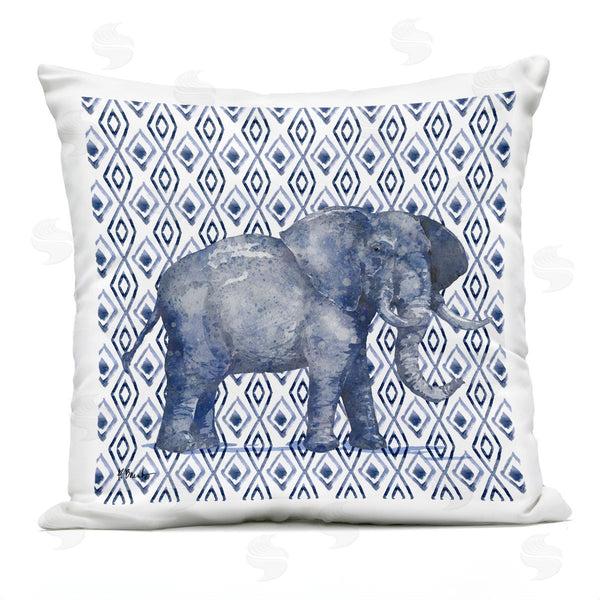 Stupell Industries Paul Brent | Blue Elephant Geometric Diamond Pattern Printed Throw Pillow