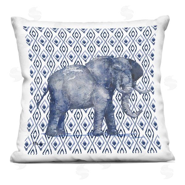 stupell industries Paul Brent | Blue Elephant Geometric Diamond Pattern Printed Throw Pillow