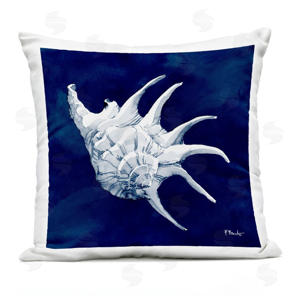 Stupell Industries Paul Brent | Blue Horned Conch Shell Sea Life Printed Throw Pillow