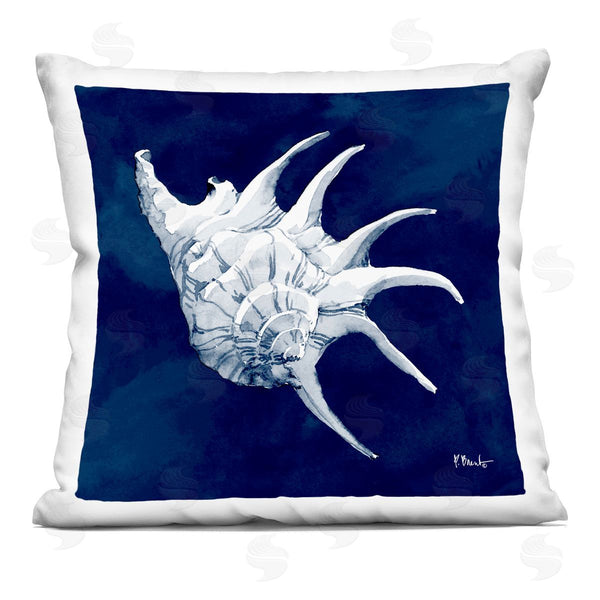 stupell industries Paul Brent | Blue Horned Conch Shell Sea Life Printed Throw Pillow