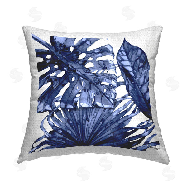 Stupell Industries Paul Brent | Blue Hued Palms Printed Throw Pillow
