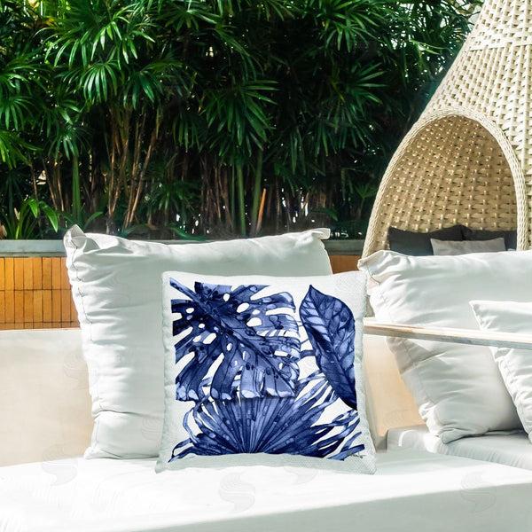 Stupell Industries Paul Brent | Blue Hued Palms Printed Throw Pillow