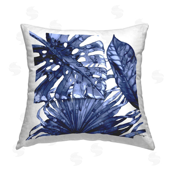 stupell industries Paul Brent | Blue Hued Palms Printed Throw Pillow