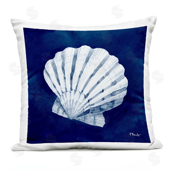 Stupell Industries Paul Brent | Bold Blue Clamshell Nautical Sea Life Printed Throw Pillow