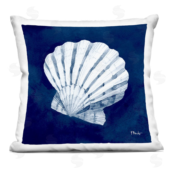 stupell industries Paul Brent | Bold Blue Clamshell Nautical Sea Life Printed Throw Pillow