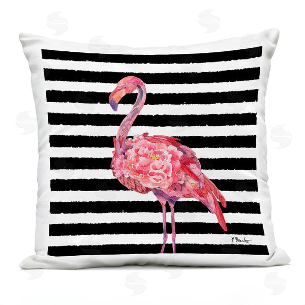Stupell Industries Paul Brent | Bold Flamingo Flower Stripes Printed Throw Pillow