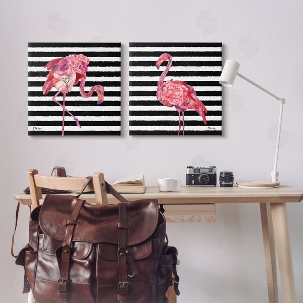 Stupell Industries Paul Brent | Bold Striped Flamingo Blossoms Wall Art
