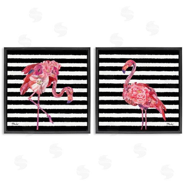 Stupell Industries Paul Brent | Bold Striped Flamingo Blossoms Wall Art