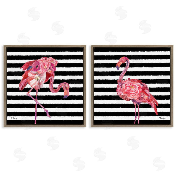 Stupell Industries Paul Brent | Bold Striped Flamingo Blossoms Wall Art